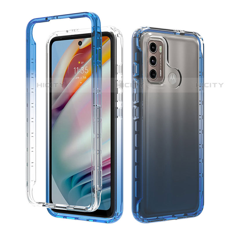 Custodia Silicone Trasparente Ultra Sottile Morbida Cover Fronte e Retro 360 Gradi Sfumato per Motorola Moto G40 Fusion Blu