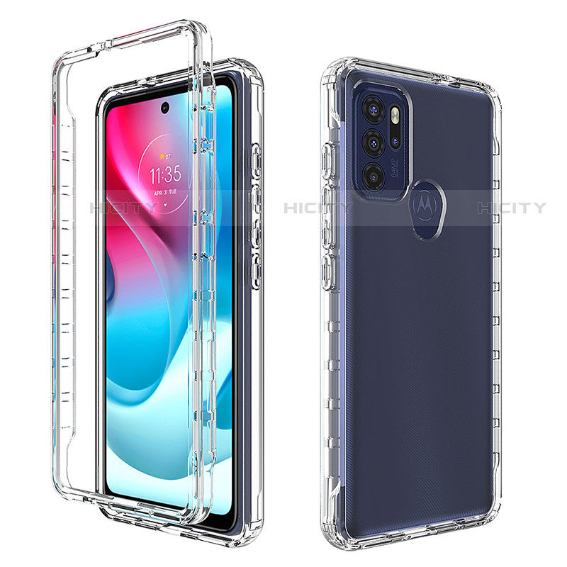 Custodia Silicone Trasparente Ultra Sottile Morbida Cover Fronte e Retro 360 Gradi Sfumato per Motorola Moto G60s Chiaro