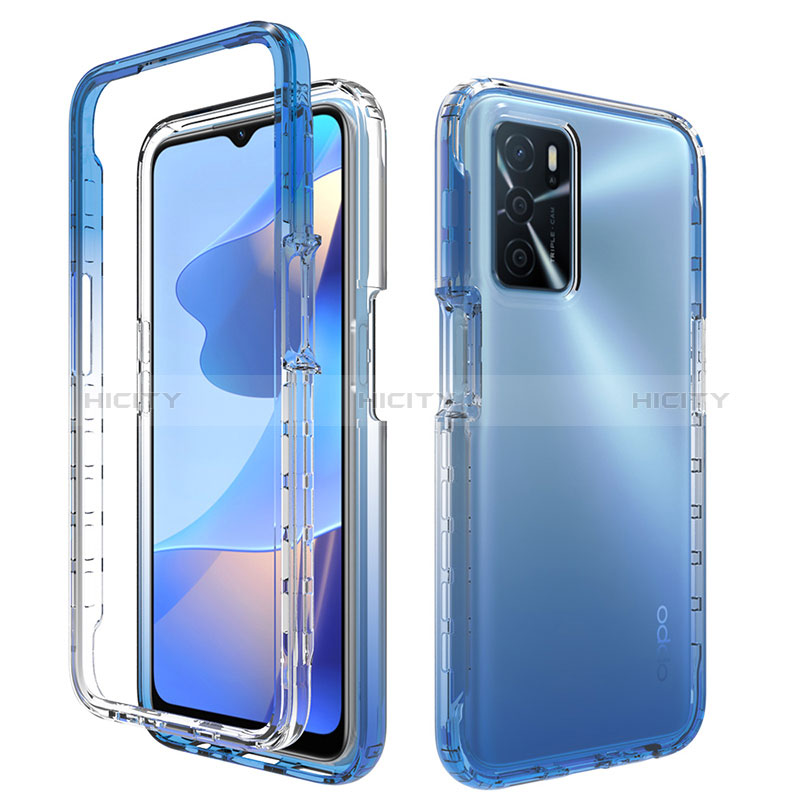 Custodia Silicone Trasparente Ultra Sottile Morbida Cover Fronte e Retro 360 Gradi Sfumato per Oppo A16 Blu