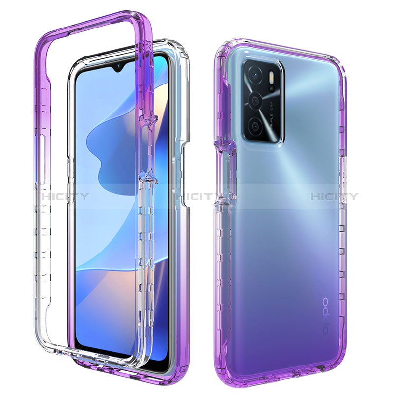 Custodia Silicone Trasparente Ultra Sottile Morbida Cover Fronte e Retro 360 Gradi Sfumato per Oppo A54s Viola