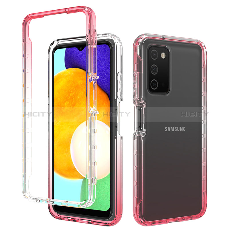 Custodia Silicone Trasparente Ultra Sottile Morbida Cover Fronte e Retro 360 Gradi Sfumato per Samsung Galaxy A02s Rosso