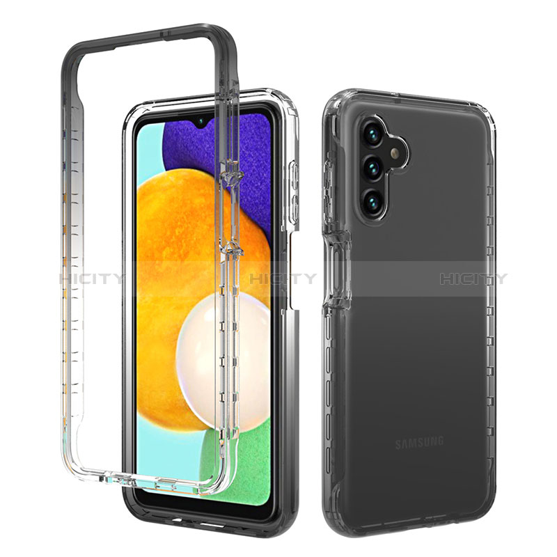 Custodia Silicone Trasparente Ultra Sottile Morbida Cover Fronte e Retro 360 Gradi Sfumato per Samsung Galaxy A04s Grigio Scuro