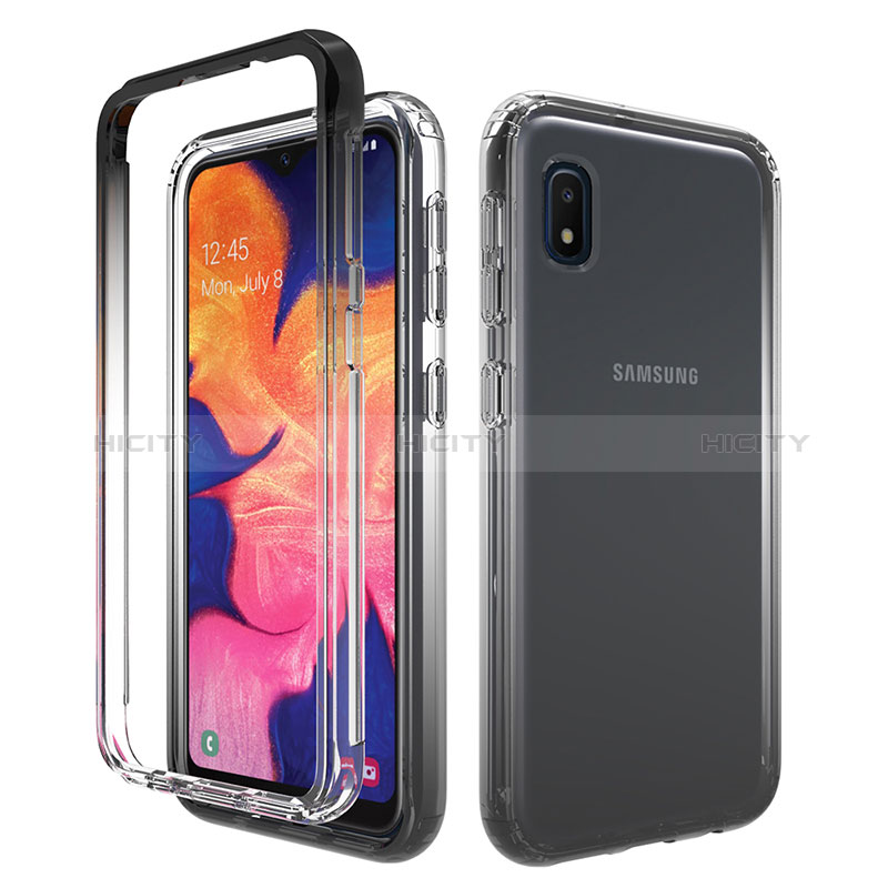 Custodia Silicone Trasparente Ultra Sottile Morbida Cover Fronte e Retro 360 Gradi Sfumato per Samsung Galaxy A10e Grigio Scuro