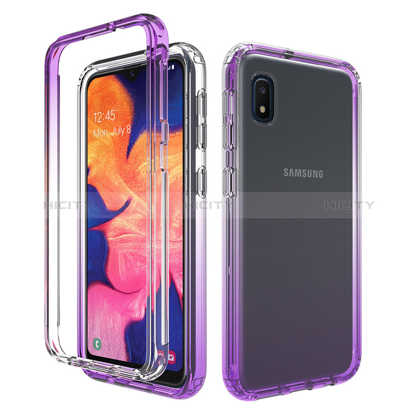 Custodia Silicone Trasparente Ultra Sottile Morbida Cover Fronte e Retro 360 Gradi Sfumato per Samsung Galaxy A10e Viola