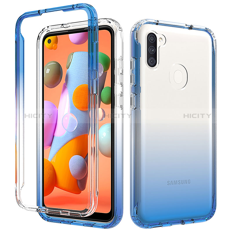 Custodia Silicone Trasparente Ultra Sottile Morbida Cover Fronte e Retro 360 Gradi Sfumato per Samsung Galaxy A11 Blu