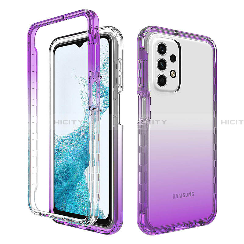 Custodia Silicone Trasparente Ultra Sottile Morbida Cover Fronte e Retro 360 Gradi Sfumato per Samsung Galaxy A23 4G Viola