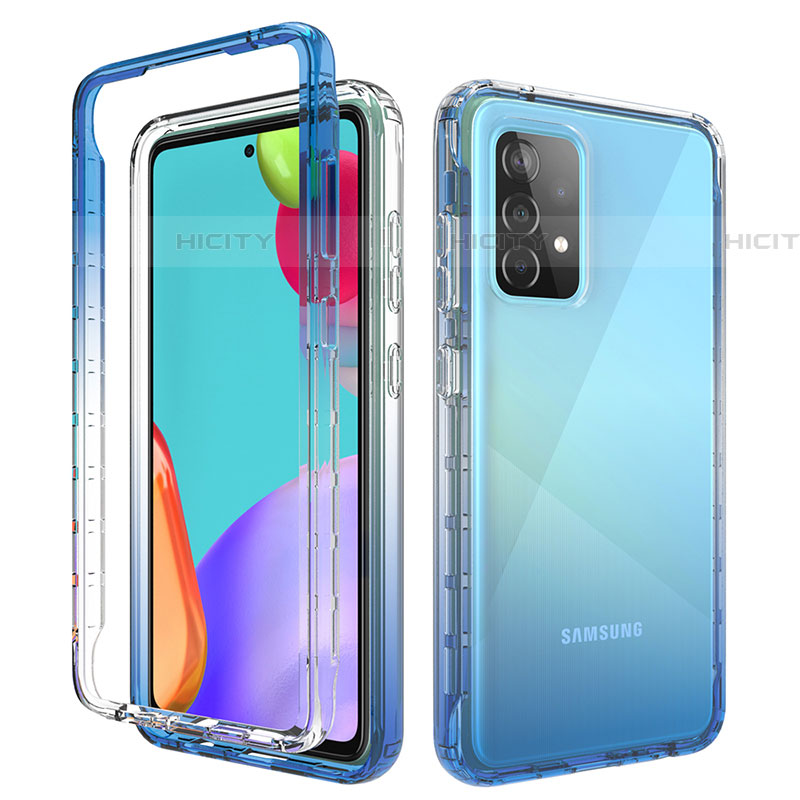 Custodia Silicone Trasparente Ultra Sottile Morbida Cover Fronte e Retro 360 Gradi Sfumato per Samsung Galaxy A52 4G Blu