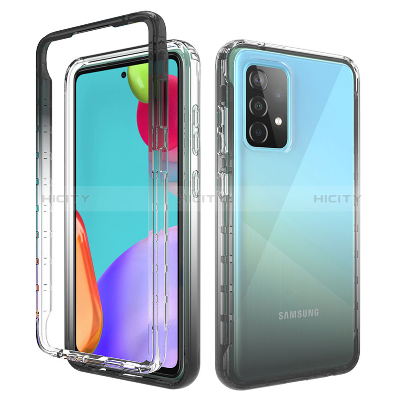 Custodia Silicone Trasparente Ultra Sottile Morbida Cover Fronte e Retro 360 Gradi Sfumato per Samsung Galaxy A52s 5G Grigio Scuro