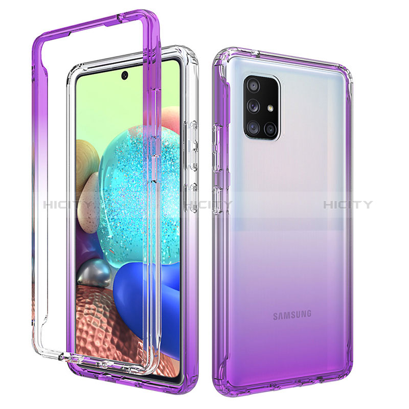 Custodia Silicone Trasparente Ultra Sottile Morbida Cover Fronte e Retro 360 Gradi Sfumato per Samsung Galaxy A71 5G Viola