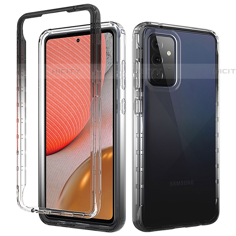 Custodia Silicone Trasparente Ultra Sottile Morbida Cover Fronte e Retro 360 Gradi Sfumato per Samsung Galaxy A72 4G Grigio Scuro