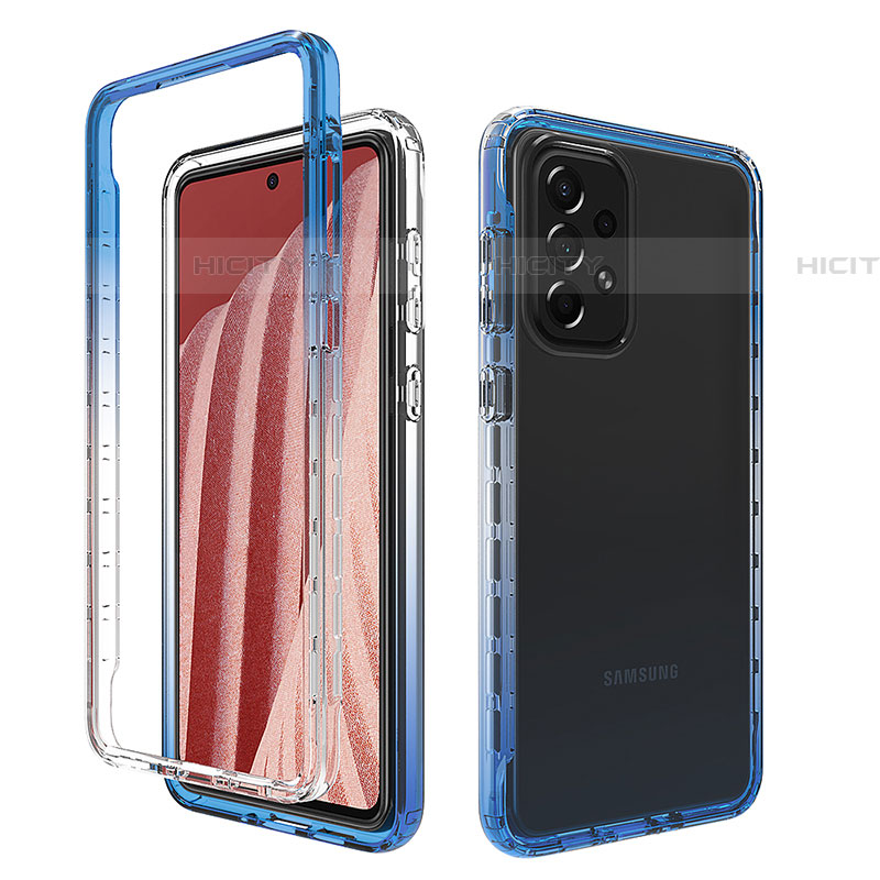 Custodia Silicone Trasparente Ultra Sottile Morbida Cover Fronte e Retro 360 Gradi Sfumato per Samsung Galaxy A73 5G Blu