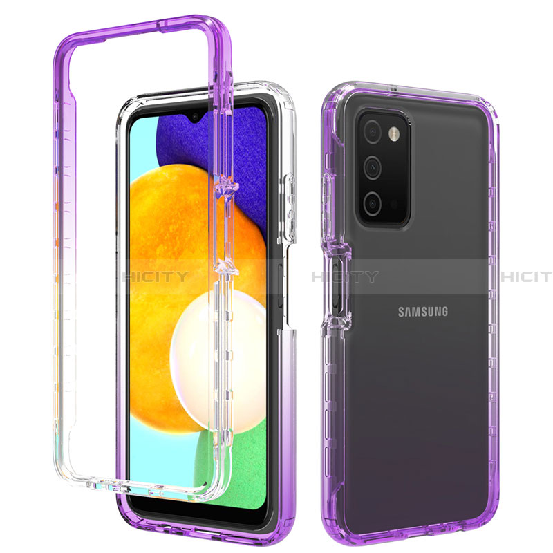 Custodia Silicone Trasparente Ultra Sottile Morbida Cover Fronte e Retro 360 Gradi Sfumato per Samsung Galaxy F02S SM-E025F Viola