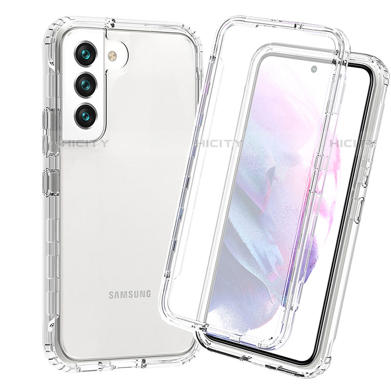 Custodia Silicone Trasparente Ultra Sottile Morbida Cover Fronte e Retro 360 Gradi Sfumato per Samsung Galaxy S21 5G Chiaro