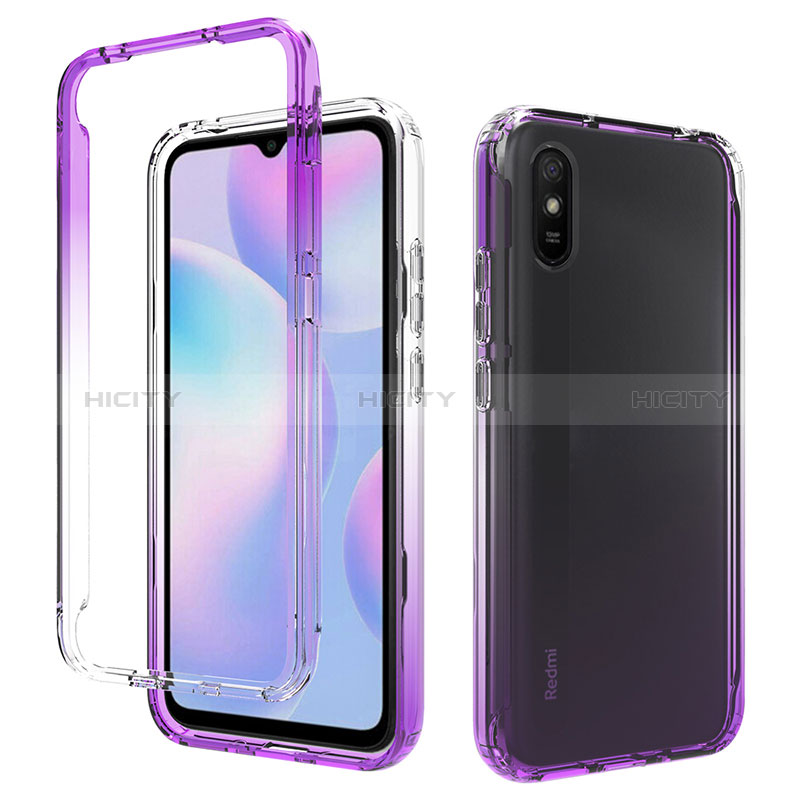 Custodia Silicone Trasparente Ultra Sottile Morbida Cover Fronte e Retro 360 Gradi Sfumato per Xiaomi Redmi 9A Viola