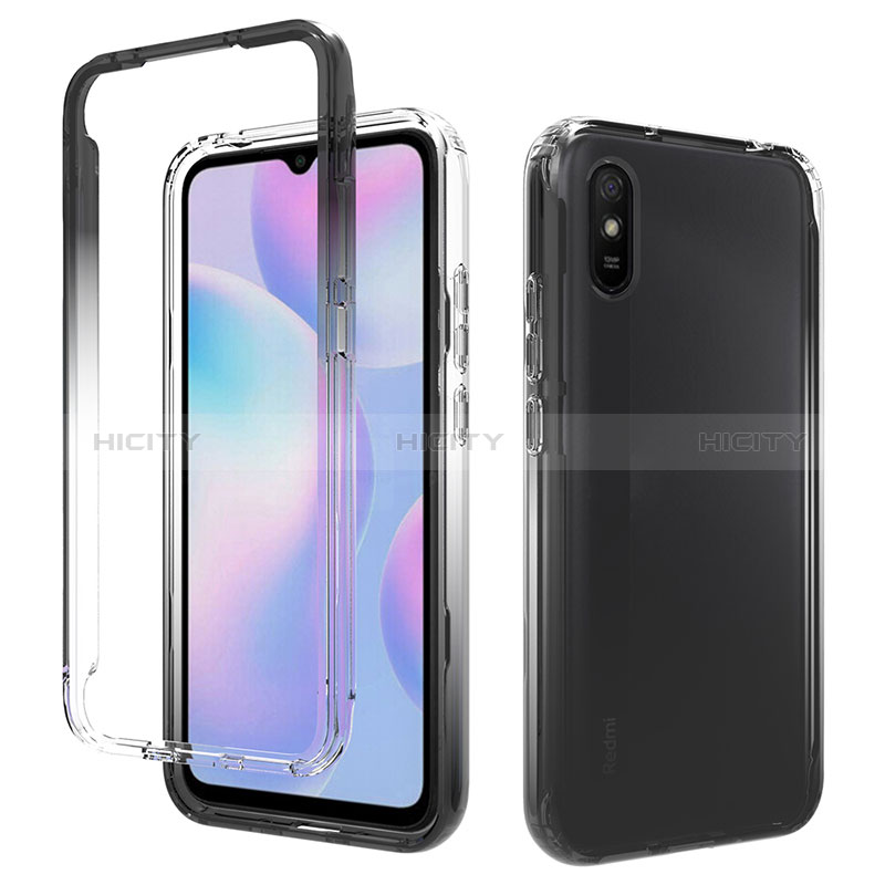 Custodia Silicone Trasparente Ultra Sottile Morbida Cover Fronte e Retro 360 Gradi Sfumato per Xiaomi Redmi 9AT Grigio Scuro