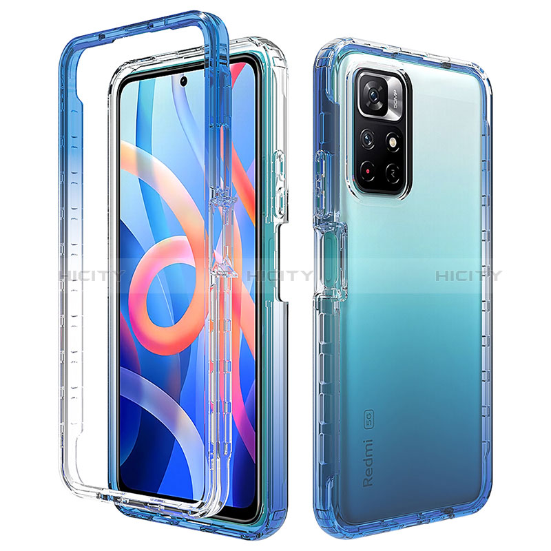 Custodia Silicone Trasparente Ultra Sottile Morbida Cover Fronte e Retro 360 Gradi Sfumato per Xiaomi Redmi Note 11S 5G Blu