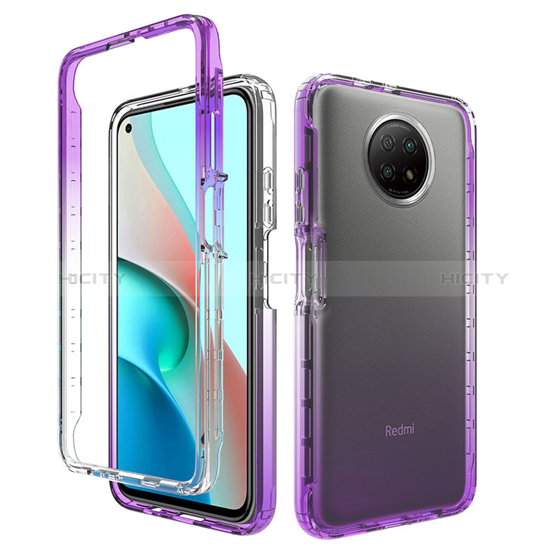 Custodia Silicone Trasparente Ultra Sottile Morbida Cover Fronte e Retro 360 Gradi Sfumato per Xiaomi Redmi Note 9 5G Viola