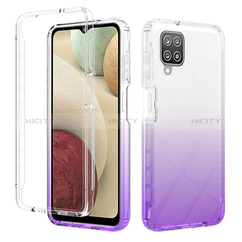 Custodia Silicone Trasparente Ultra Sottile Morbida Cover Fronte e Retro 360 Gradi Sfumato YB2 per Samsung Galaxy A12 5G Viola