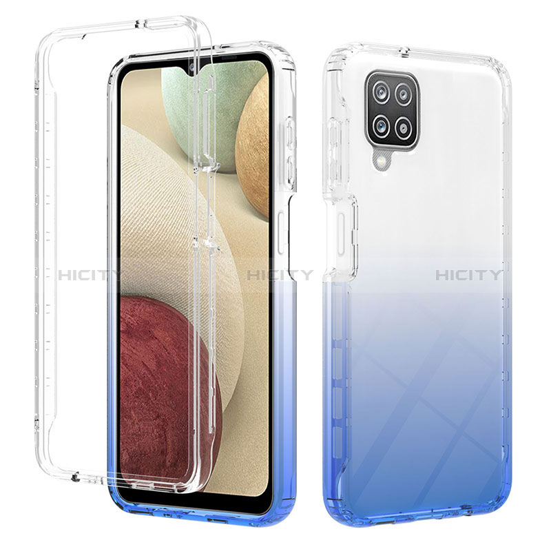 Custodia Silicone Trasparente Ultra Sottile Morbida Cover Fronte e Retro 360 Gradi Sfumato YB2 per Samsung Galaxy A12 Blu