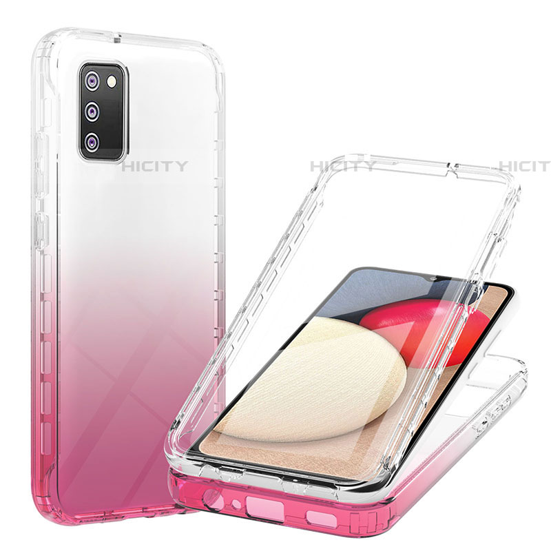 Custodia Silicone Trasparente Ultra Sottile Morbida Cover Fronte e Retro 360 Gradi Sfumato ZJ1 per Samsung Galaxy A03s Rosa