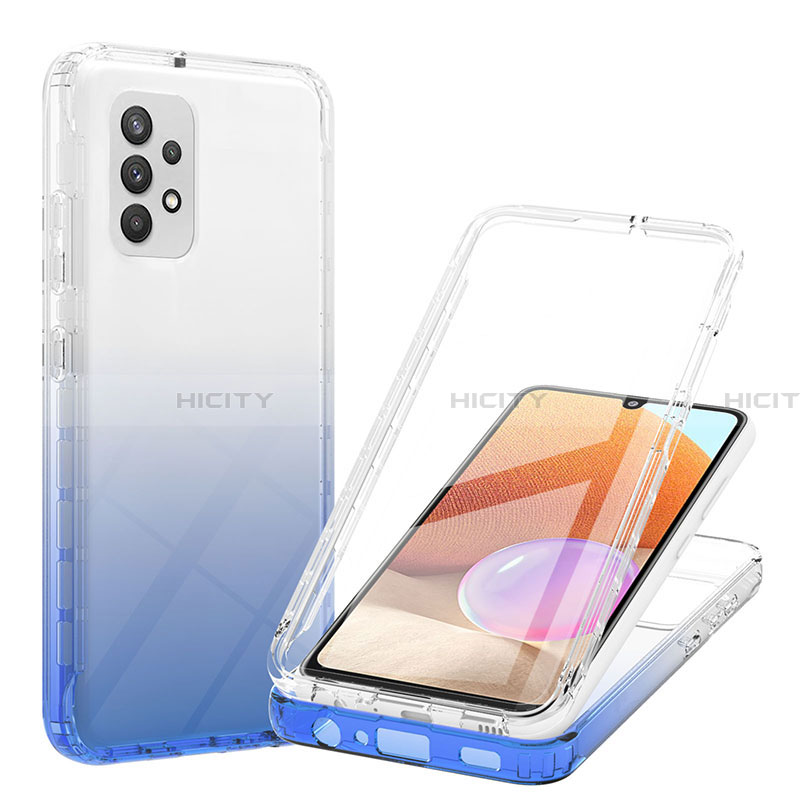 Custodia Silicone Trasparente Ultra Sottile Morbida Cover Fronte e Retro 360 Gradi Sfumato ZJ1 per Samsung Galaxy A32 4G Blu