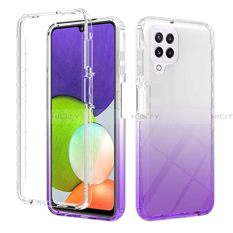 Custodia Silicone Trasparente Ultra Sottile Morbida Cover Fronte e Retro 360 Gradi Sfumato ZJ2 per Samsung Galaxy A22 4G Viola