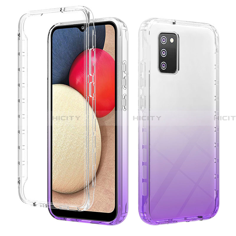 Custodia Silicone Trasparente Ultra Sottile Morbida Cover Fronte e Retro 360 Gradi Sfumato ZJ2 per Samsung Galaxy F02S SM-E025F Viola