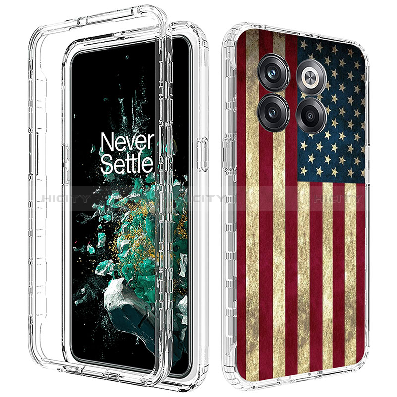 Custodia Silicone Trasparente Ultra Sottile Morbida Cover Fronte e Retro 360 JX1 per OnePlus 10T 5G Multicolore