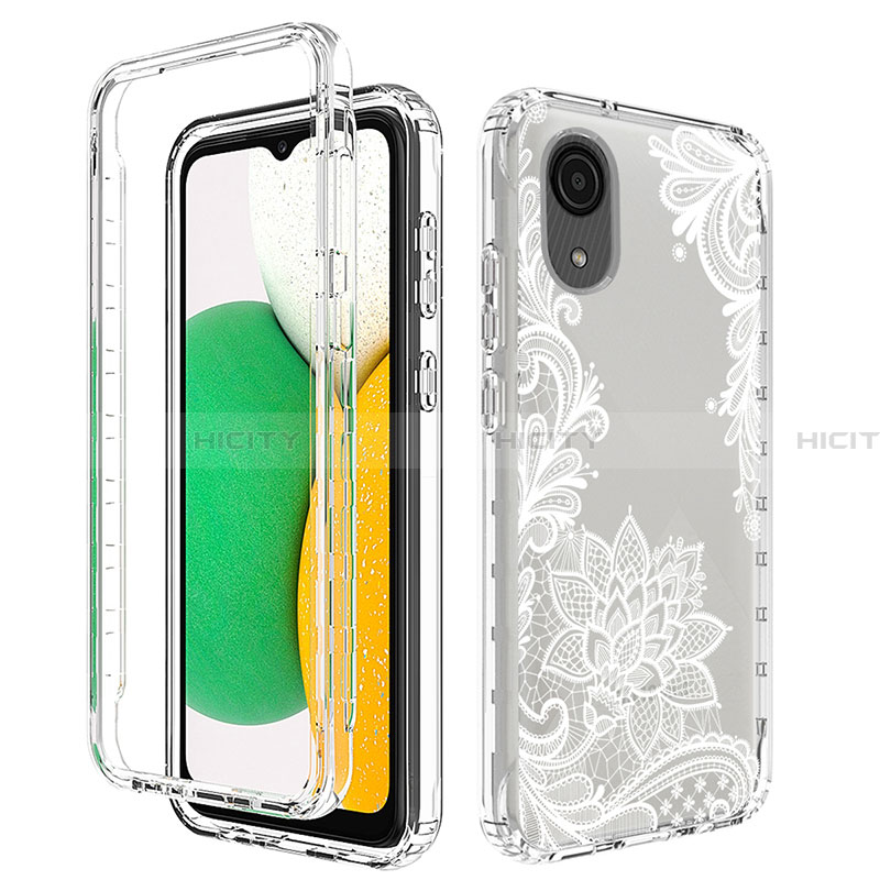 Custodia Silicone Trasparente Ultra Sottile Morbida Cover Fronte e Retro 360 JX1 per Samsung Galaxy A03 Core Bianco