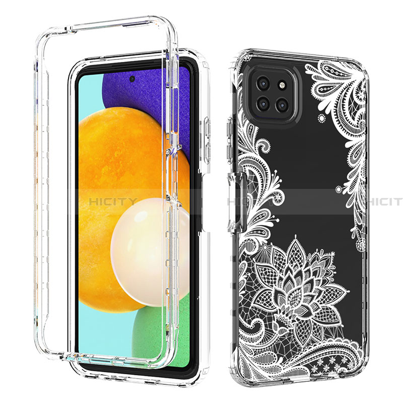 Custodia Silicone Trasparente Ultra Sottile Morbida Cover Fronte e Retro 360 JX1 per Samsung Galaxy A22 5G Bianco