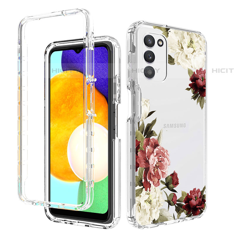 Custodia Silicone Trasparente Ultra Sottile Morbida Cover Fronte e Retro 360 JX3 per Samsung Galaxy A03s Marrone