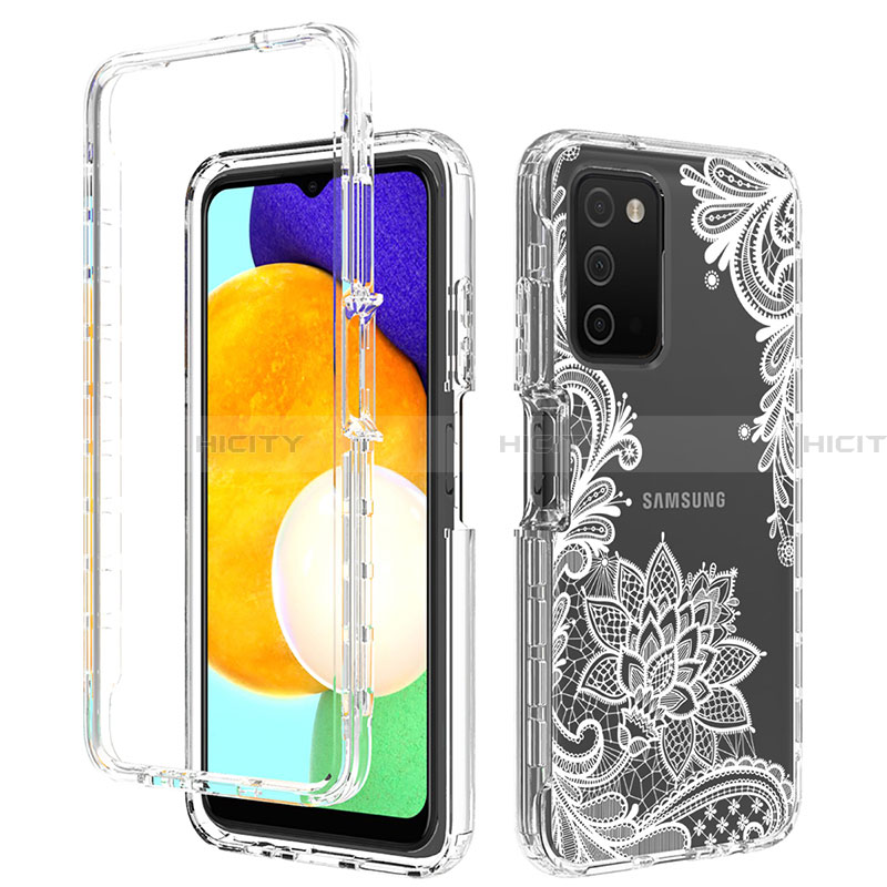 Custodia Silicone Trasparente Ultra Sottile Morbida Cover Fronte e Retro 360 JX4 per Samsung Galaxy F02S SM-E025F Bianco