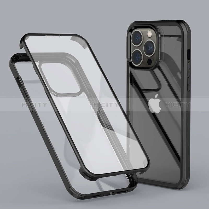 Custodia Silicone Trasparente Ultra Sottile Morbida Cover Fronte e Retro 360 LK1 per Apple iPhone 14 Pro Max Nero