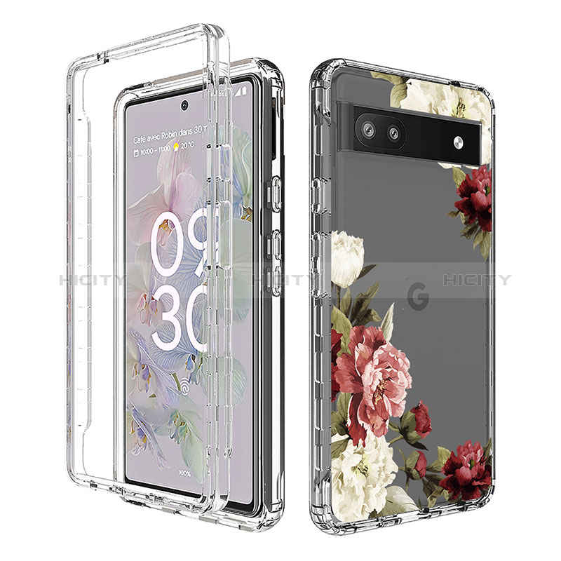 Custodia Silicone Trasparente Ultra Sottile Morbida Cover Fronte e Retro 360 per Google Pixel 6a 5G Marrone