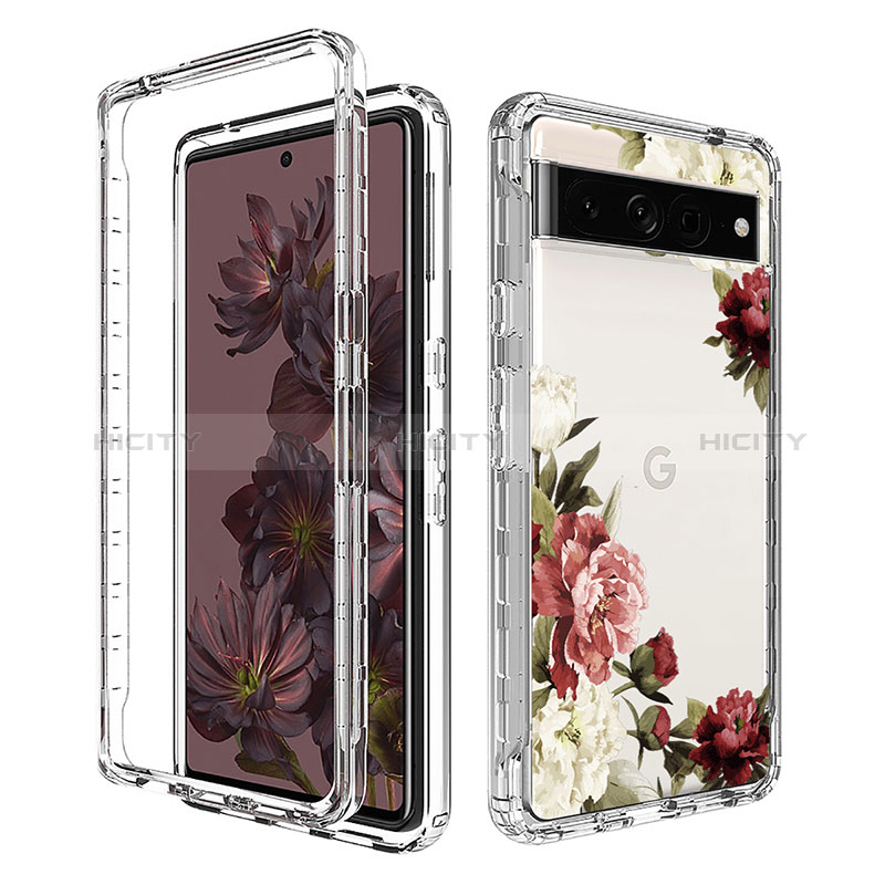 Custodia Silicone Trasparente Ultra Sottile Morbida Cover Fronte e Retro 360 per Google Pixel 7 Pro 5G Marrone