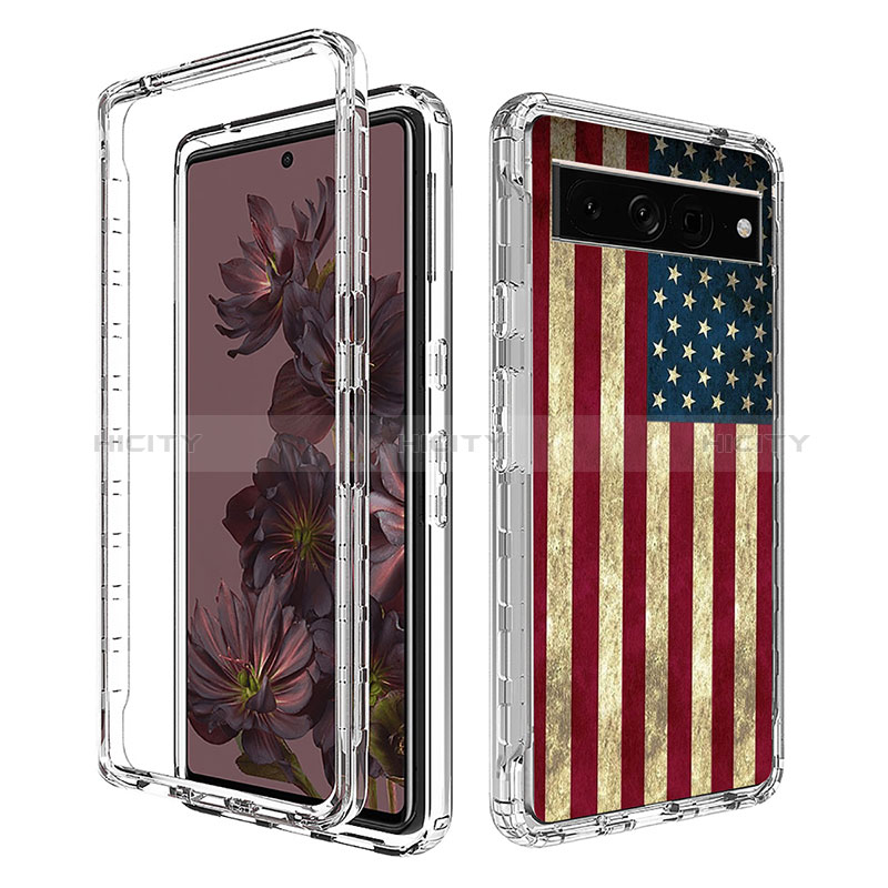 Custodia Silicone Trasparente Ultra Sottile Morbida Cover Fronte e Retro 360 per Google Pixel 7 Pro 5G Multicolore