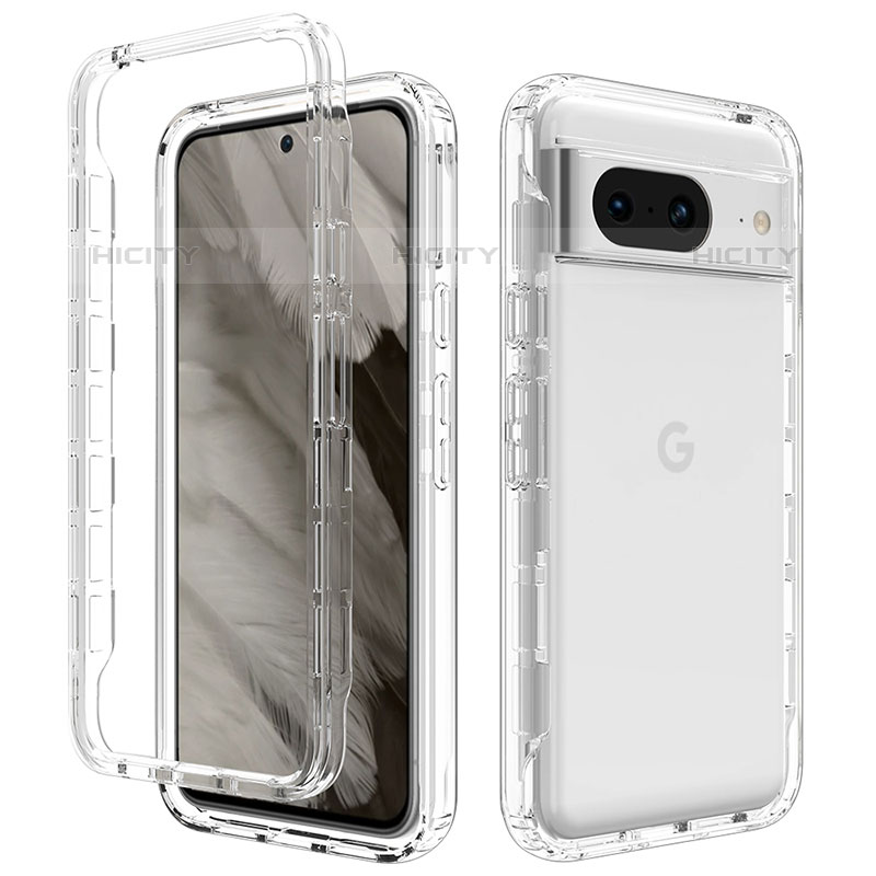 Custodia Silicone Trasparente Ultra Sottile Morbida Cover Fronte e Retro 360 per Google Pixel 8 5G Chiaro