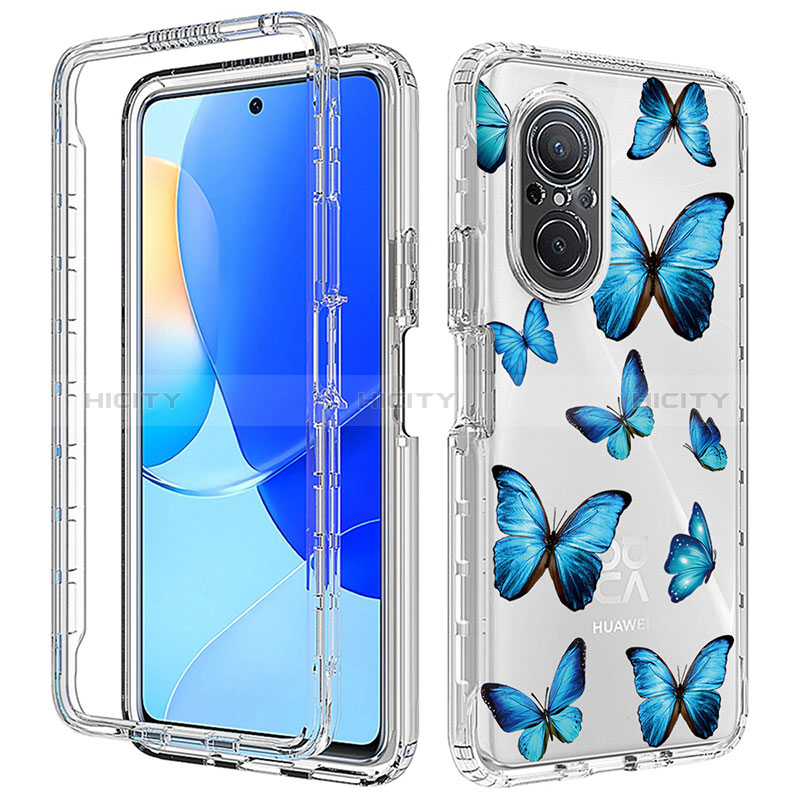 Custodia Silicone Trasparente Ultra Sottile Morbida Cover Fronte e Retro 360 per Huawei Honor 50 SE 5G Blu