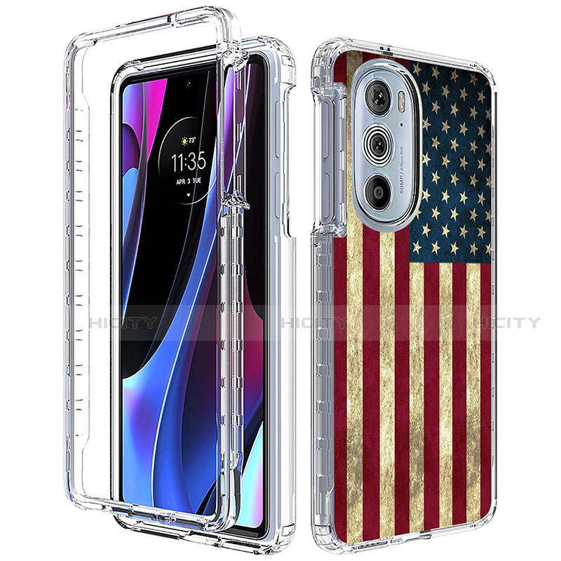 Custodia Silicone Trasparente Ultra Sottile Morbida Cover Fronte e Retro 360 per Motorola Moto Edge 30 Pro 5G Multicolore