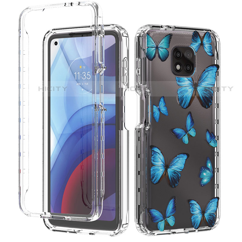 Custodia Silicone Trasparente Ultra Sottile Morbida Cover Fronte e Retro 360 per Motorola Moto G Power (2021) Blu