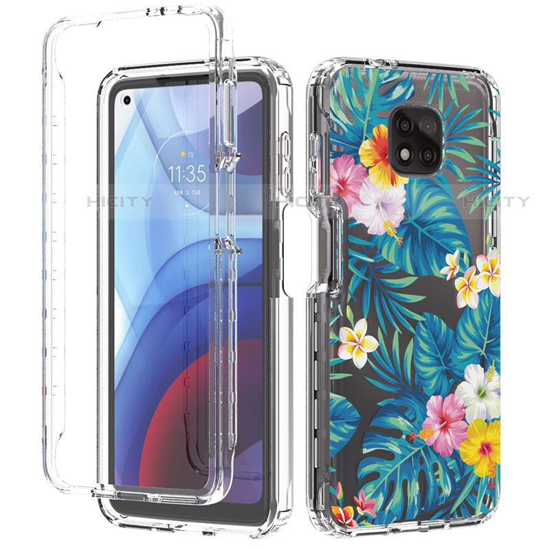 Custodia Silicone Trasparente Ultra Sottile Morbida Cover Fronte e Retro 360 per Motorola Moto G Power (2021) Ciano