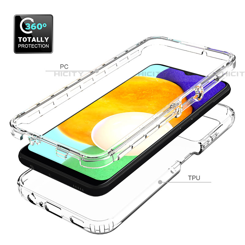 Custodia Silicone Trasparente Ultra Sottile Morbida Cover Fronte e Retro 360 per Samsung Galaxy A03s Chiaro