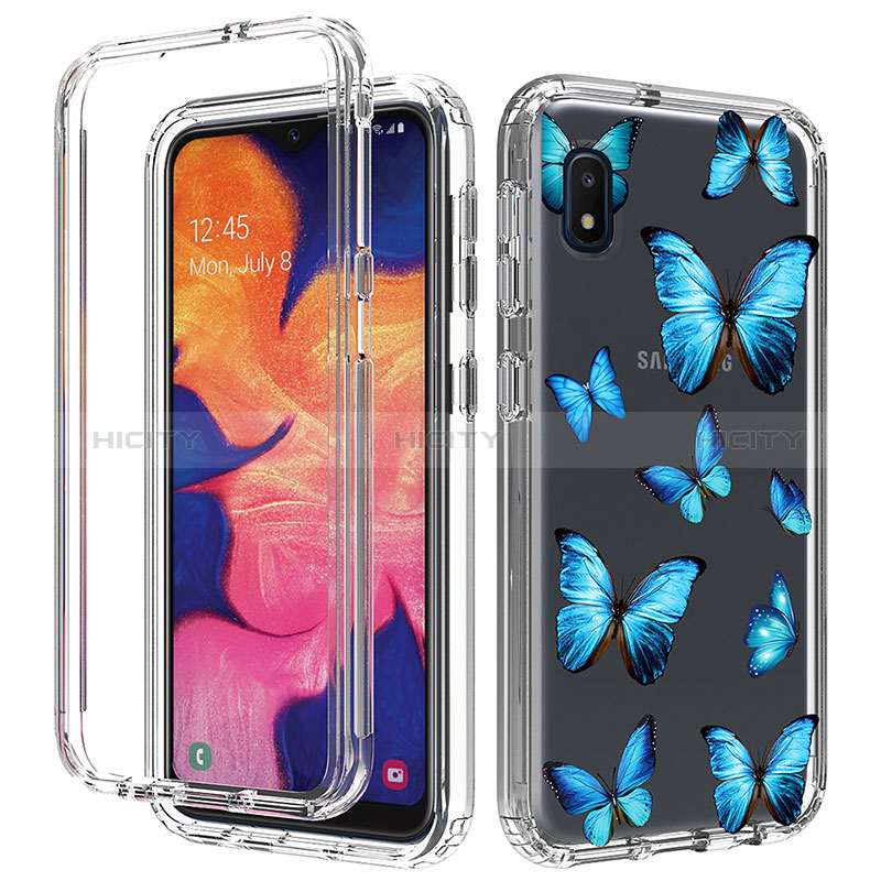 Custodia Silicone Trasparente Ultra Sottile Morbida Cover Fronte e Retro 360 per Samsung Galaxy A10e Blu