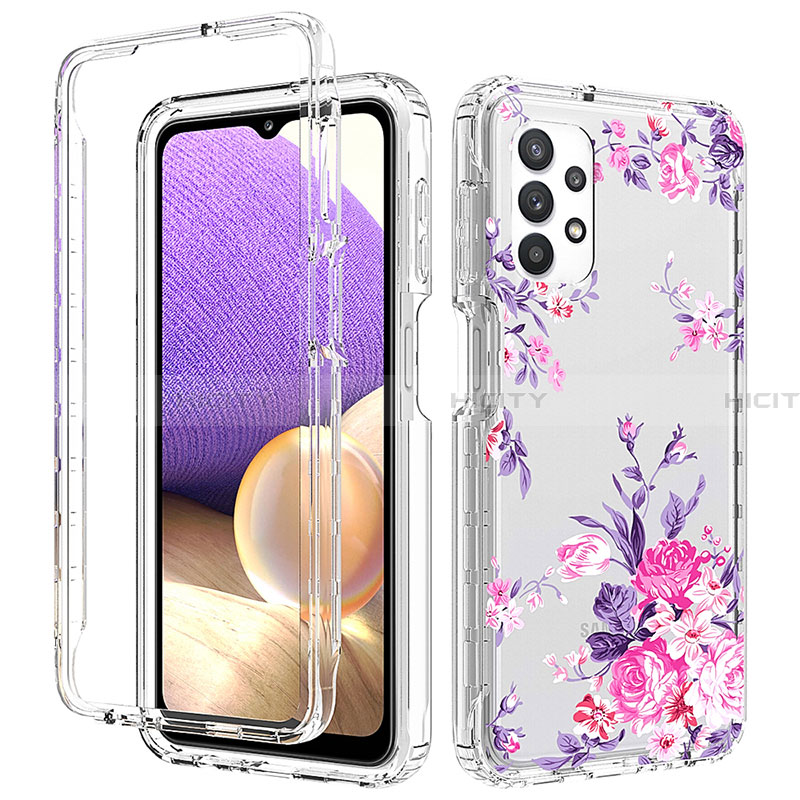 Custodia Silicone Trasparente Ultra Sottile Morbida Cover Fronte e Retro 360 per Samsung Galaxy A32 5G Rosa