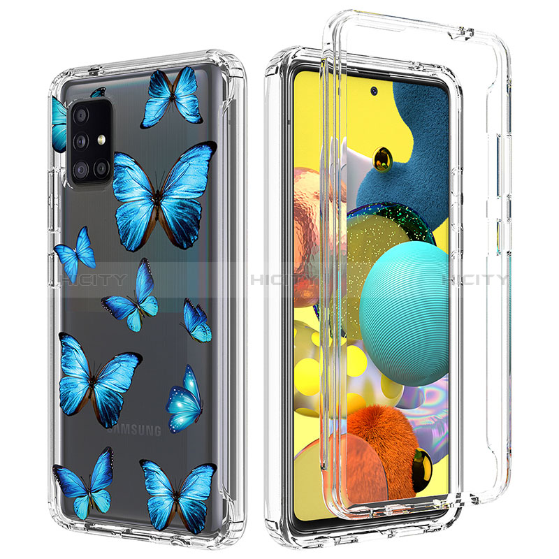 Custodia Silicone Trasparente Ultra Sottile Morbida Cover Fronte e Retro 360 per Samsung Galaxy A51 5G Blu