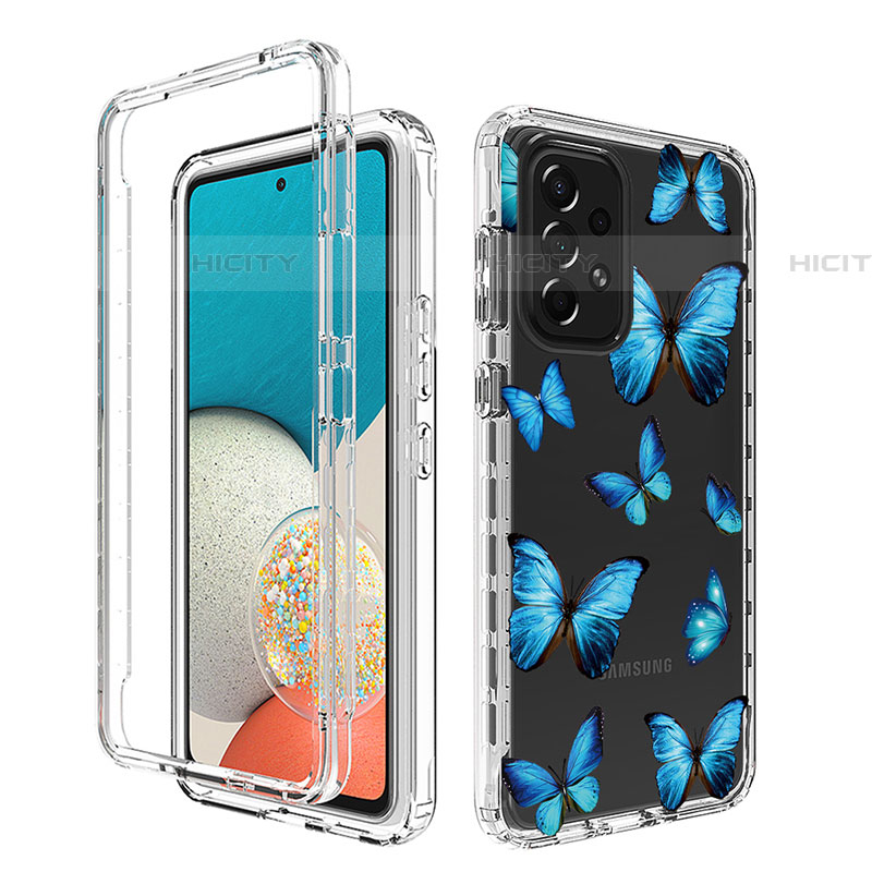 Custodia Silicone Trasparente Ultra Sottile Morbida Cover Fronte e Retro 360 per Samsung Galaxy A53 5G Blu