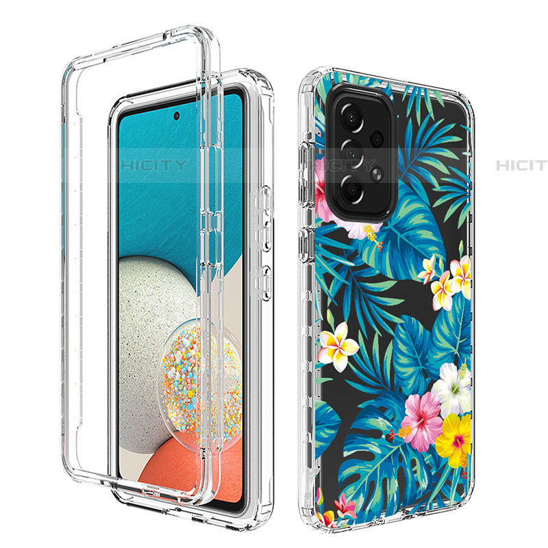 Custodia Silicone Trasparente Ultra Sottile Morbida Cover Fronte e Retro 360 per Samsung Galaxy A53 5G Cielo Blu