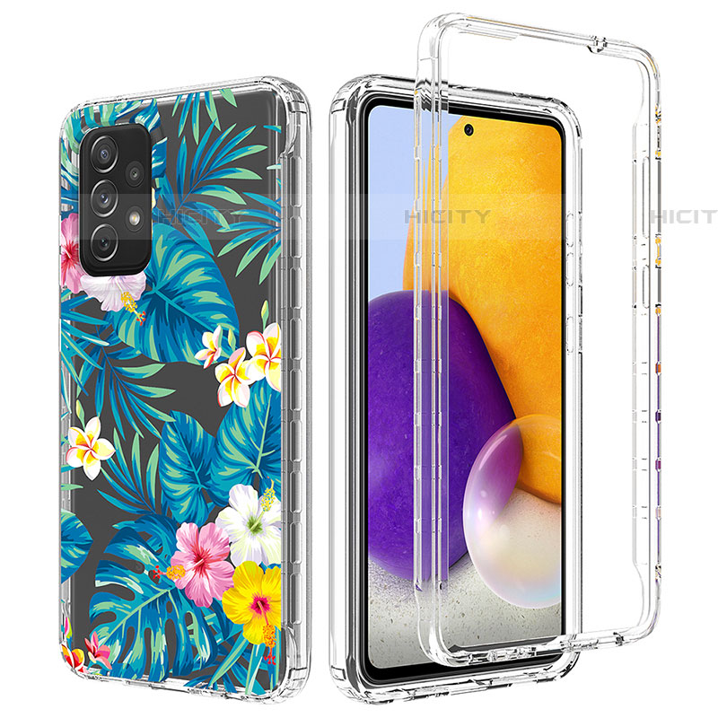 Custodia Silicone Trasparente Ultra Sottile Morbida Cover Fronte e Retro 360 per Samsung Galaxy A72 5G Cielo Blu