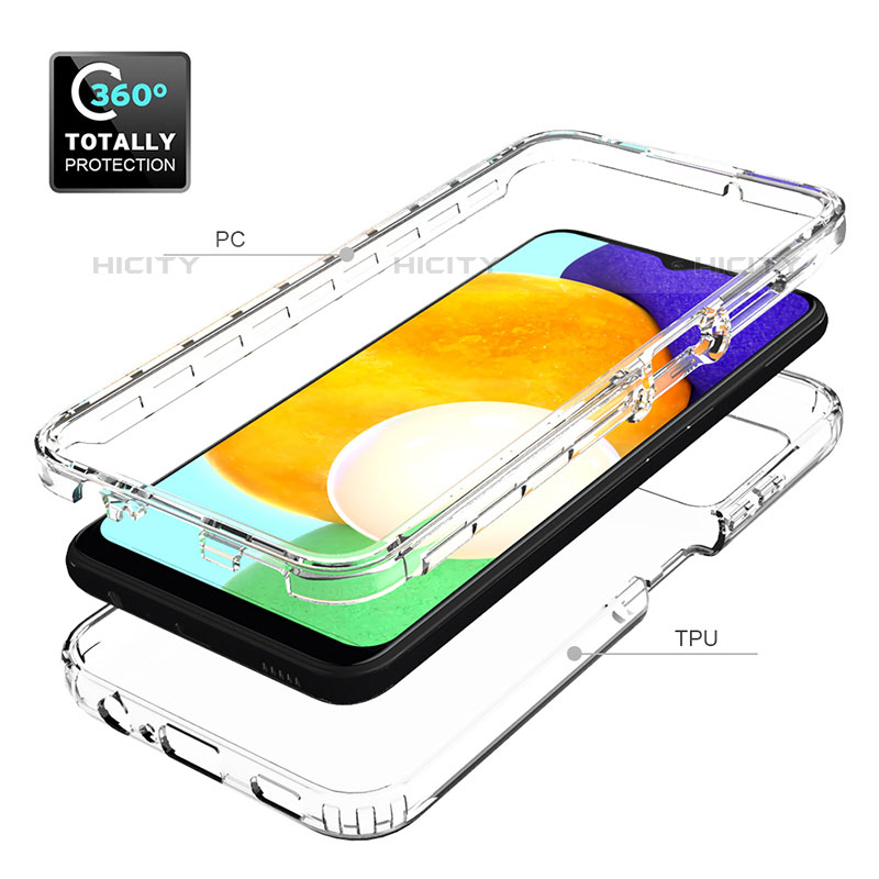 Custodia Silicone Trasparente Ultra Sottile Morbida Cover Fronte e Retro 360 per Samsung Galaxy M02s Chiaro