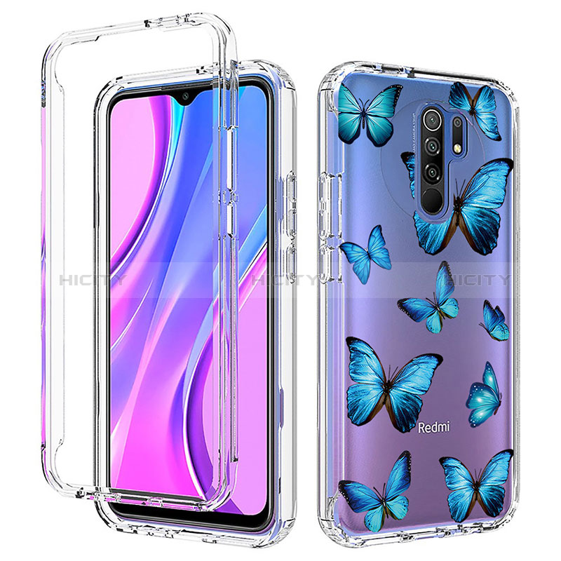 Custodia Silicone Trasparente Ultra Sottile Morbida Cover Fronte e Retro 360 per Xiaomi Poco M2 Blu